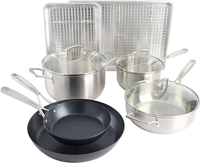 Babish 12-Piece Mixed Material (Stainless Steel, Carbon Steel, & Aluminum) Professional Grade Cookware Set W/ Baking Sheets Review